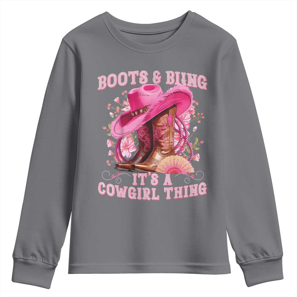 Boots and Bling Its A Cowgirl Thing Western Cowgirl Youth Sweatshirt TS10 Charcoal Print Your Wear