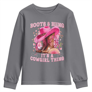 Boots and Bling Its A Cowgirl Thing Western Cowgirl Youth Sweatshirt TS10 Charcoal Print Your Wear