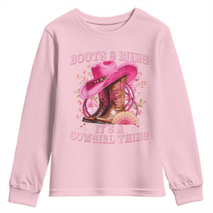 Boots and Bling Its A Cowgirl Thing Western Cowgirl Youth Sweatshirt TS10 Light Pink Print Your Wear