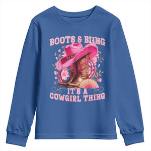 Boots and Bling Its A Cowgirl Thing Western Cowgirl Youth Sweatshirt TS10 Royal Blue Print Your Wear