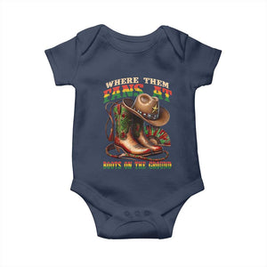 Where Them Fans At Boots On The Ground Baby Onesie Black Cowgirl Western Pride TS10 Navy Print Your Wear