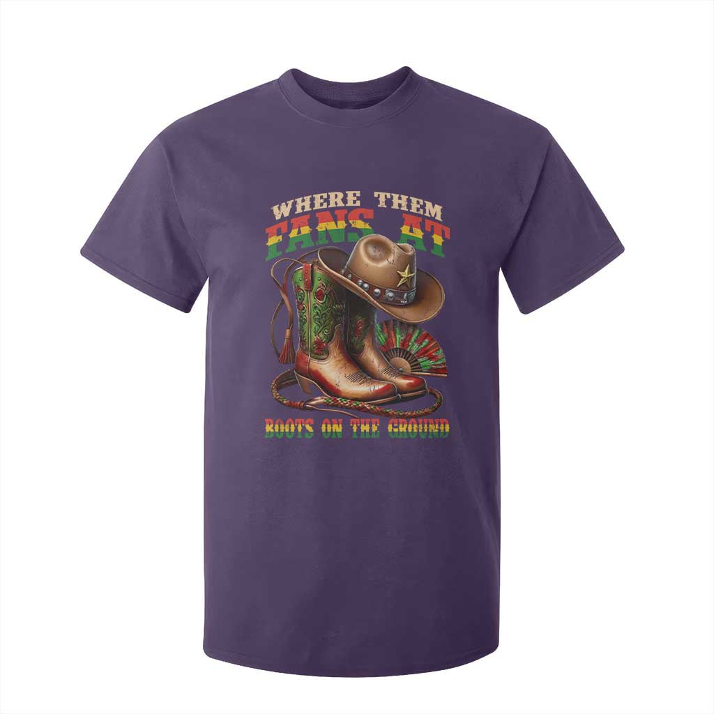 Where Them Fans At Boots On The Ground T Shirt For Kid Black Cowgirl Western Pride TS10 Purple Print Your Wear