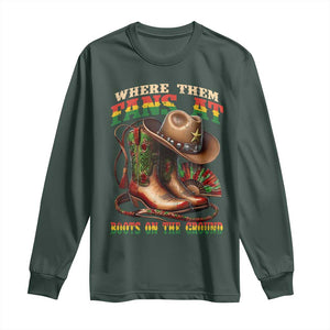 Where Them Fans At Boots On The Ground Long Sleeve Shirt Black Cowgirl Western Pride TS10 Dark Forest Green Print Your Wear