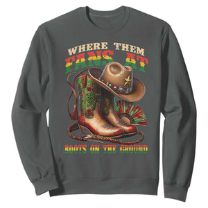 Where Them Fans At Boots On The Ground Sweatshirt Black Cowgirl Western Pride TS10 Dark Heather Print Your Wear