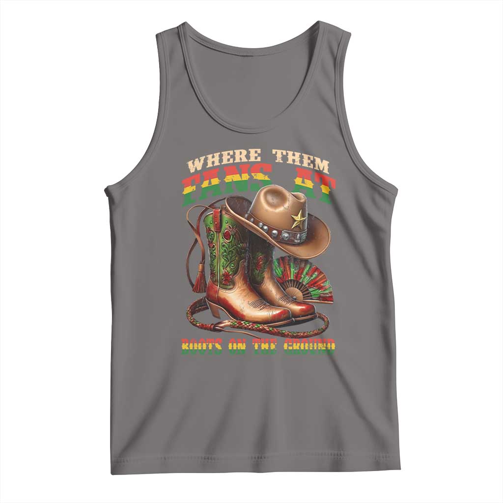 Where Them Fans At Boots On The Ground Tank Top Black Cowgirl Western Pride TS10 Deep Heather Print Your Wear