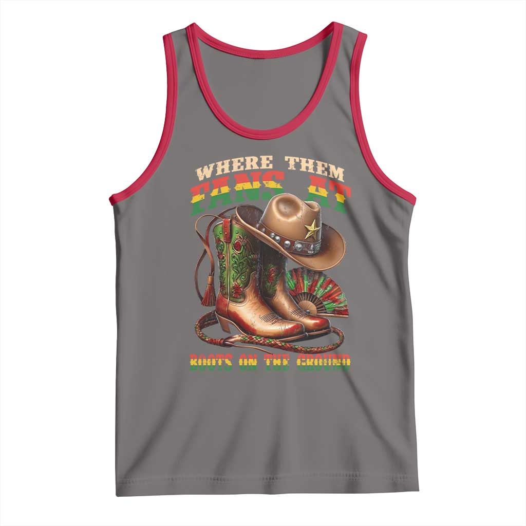 Where Them Fans At Boots On The Ground Tank Top Black Cowgirl Western Pride TS10 Deep Heather Red Print Your Wear