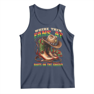 Where Them Fans At Boots On The Ground Tank Top Black Cowgirl Western Pride TS10 Navy Print Your Wear