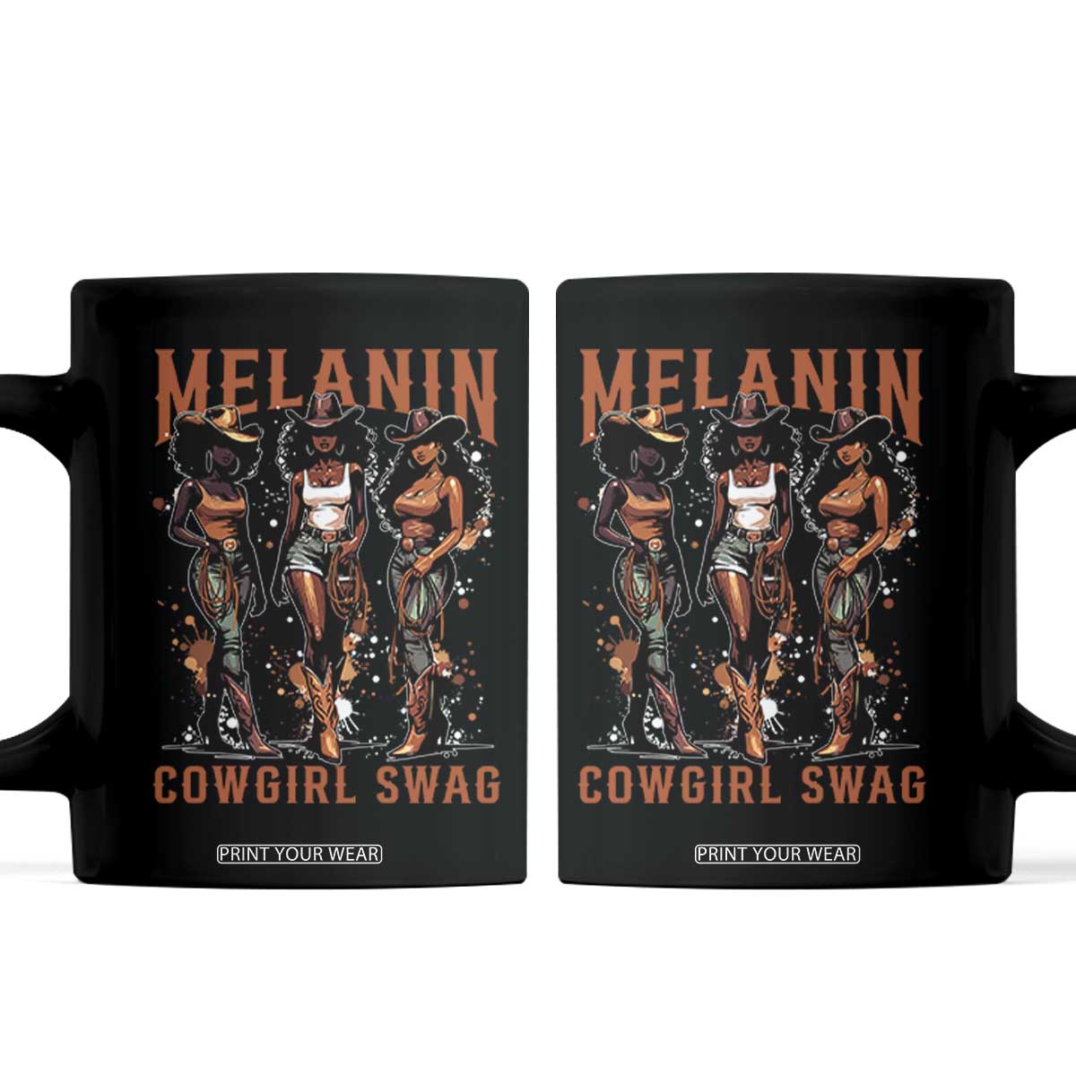 Melanin Cowgirl Swag Coffee Mug Black Women Western Pride TS10 Black Print Your Wear