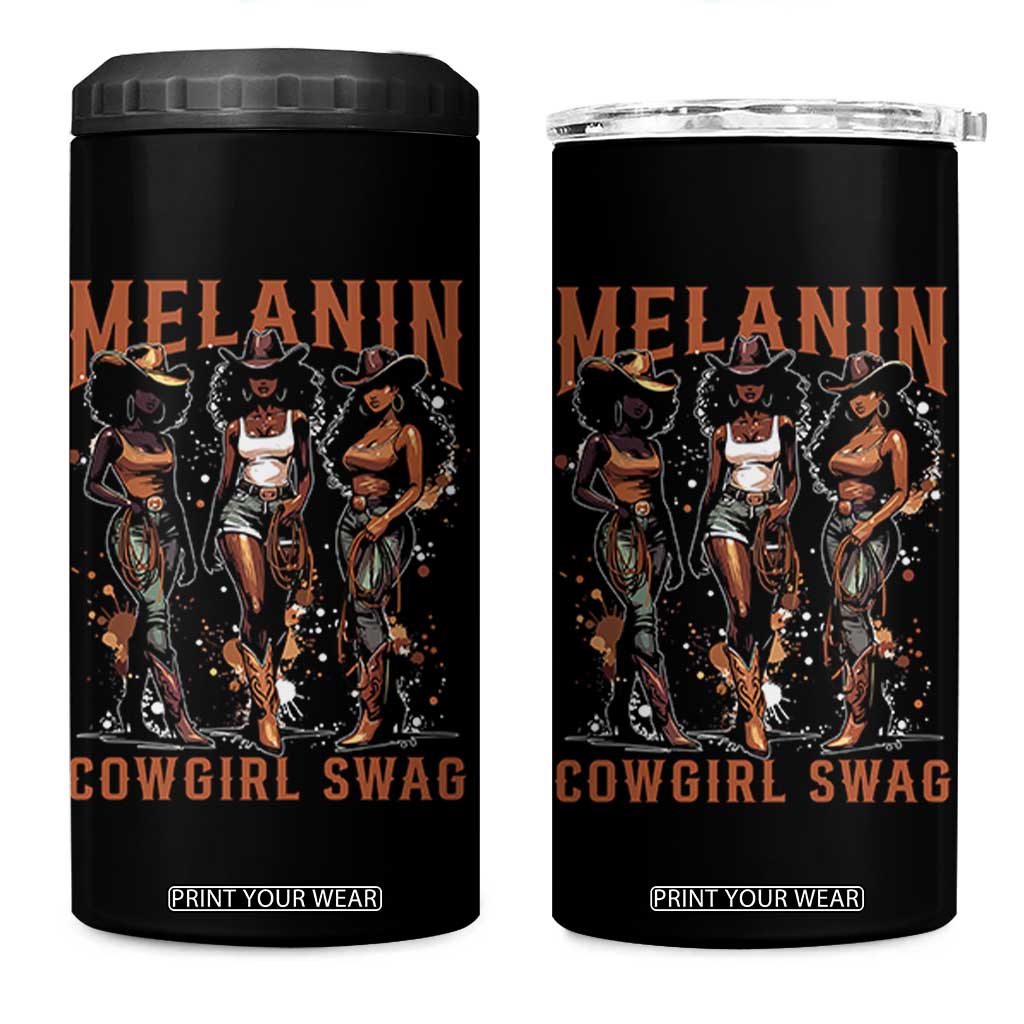 Melanin Cowgirl Swag 4 in 1 Can Cooler Tumbler Black Women Western Pride TS10 One Size: 16 oz Black Print Your Wear