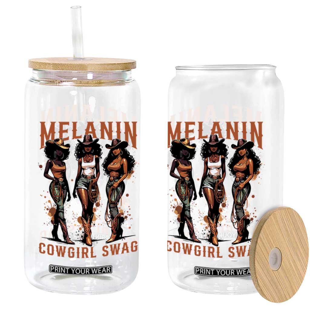 Melanin Cowgirl Swag Glass Can Black Women Western Pride TS10 Print Your Wear
