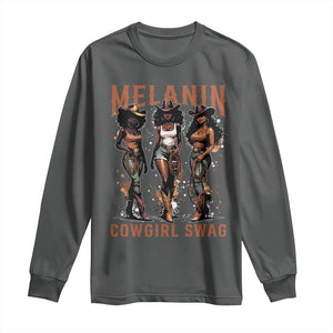 Melanin Cowgirl Swag Long Sleeve Shirt Black Women Western Pride TS10 Dark Heather Print Your Wear