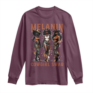 Melanin Cowgirl Swag Long Sleeve Shirt Black Women Western Pride TS10 Maroon Print Your Wear