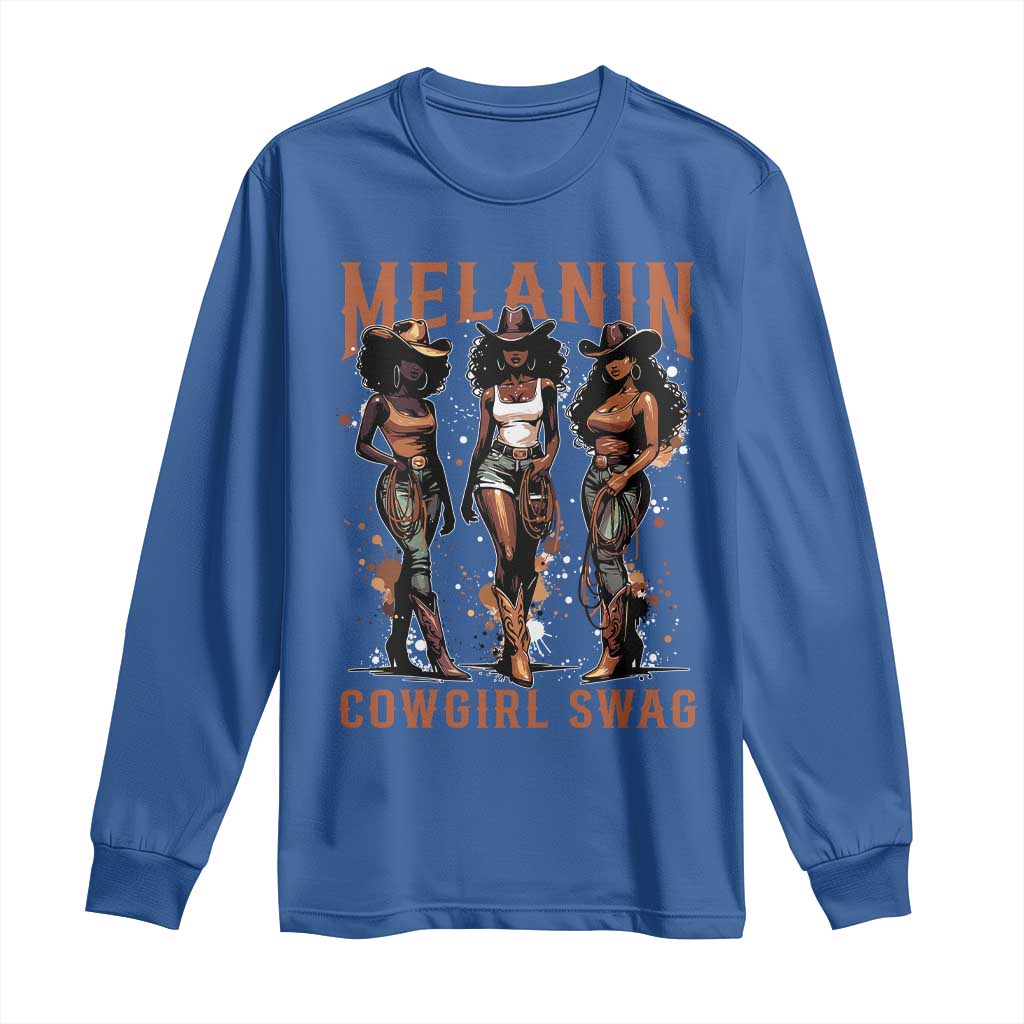 Melanin Cowgirl Swag Long Sleeve Shirt Black Women Western Pride TS10 Royal Blue Print Your Wear