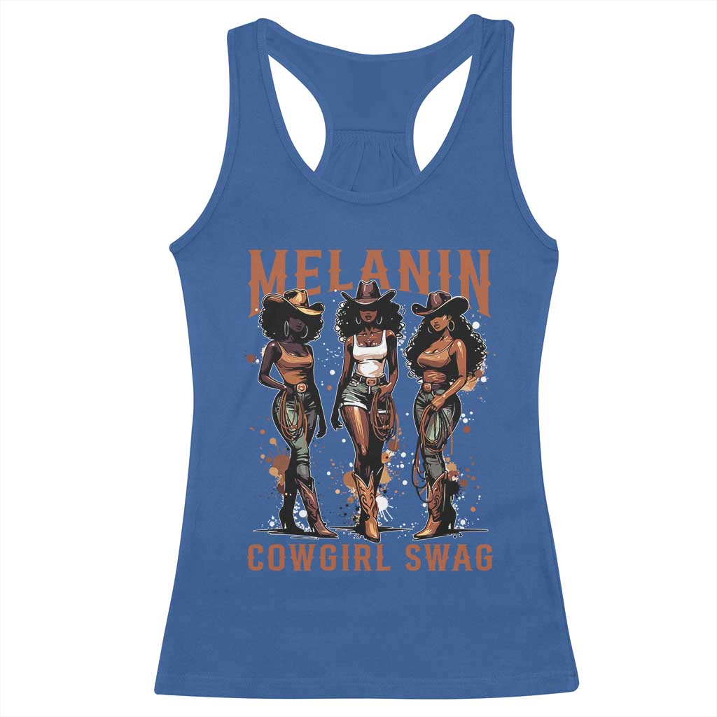 Melanin Cowgirl Swag Racerback Tank Top Black Women Western Pride TS10 Royal Blue Print Your Wear