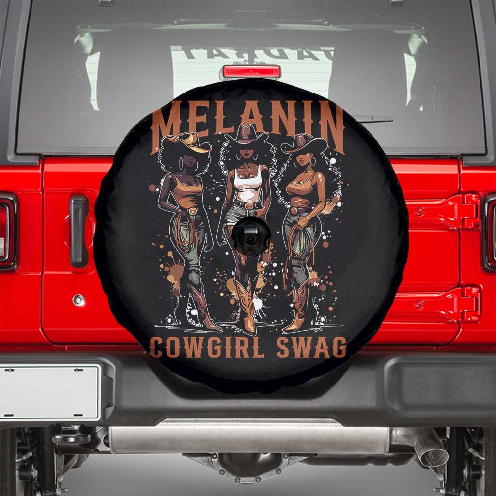 Melanin Cowgirl Swag Spare Tire Cover Black Women Western Pride TS10 Black Print Your Wear