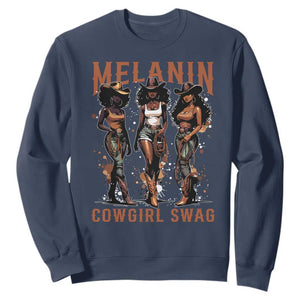 Melanin Cowgirl Swag Sweatshirt Black Women Western Pride TS10 Navy Print Your Wear