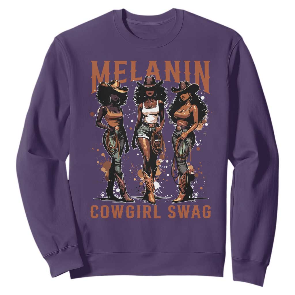 Melanin Cowgirl Swag Sweatshirt Black Women Western Pride TS10 Purple Print Your Wear
