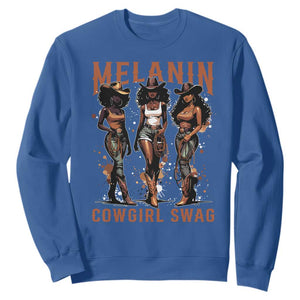 Melanin Cowgirl Swag Sweatshirt Black Women Western Pride TS10 Royal Blue Print Your Wear