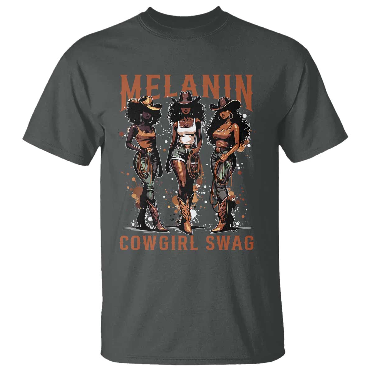 Melanin Cowgirl Swag T Shirt Black Women Western Pride TS10 Dark Heather Print Your Wear