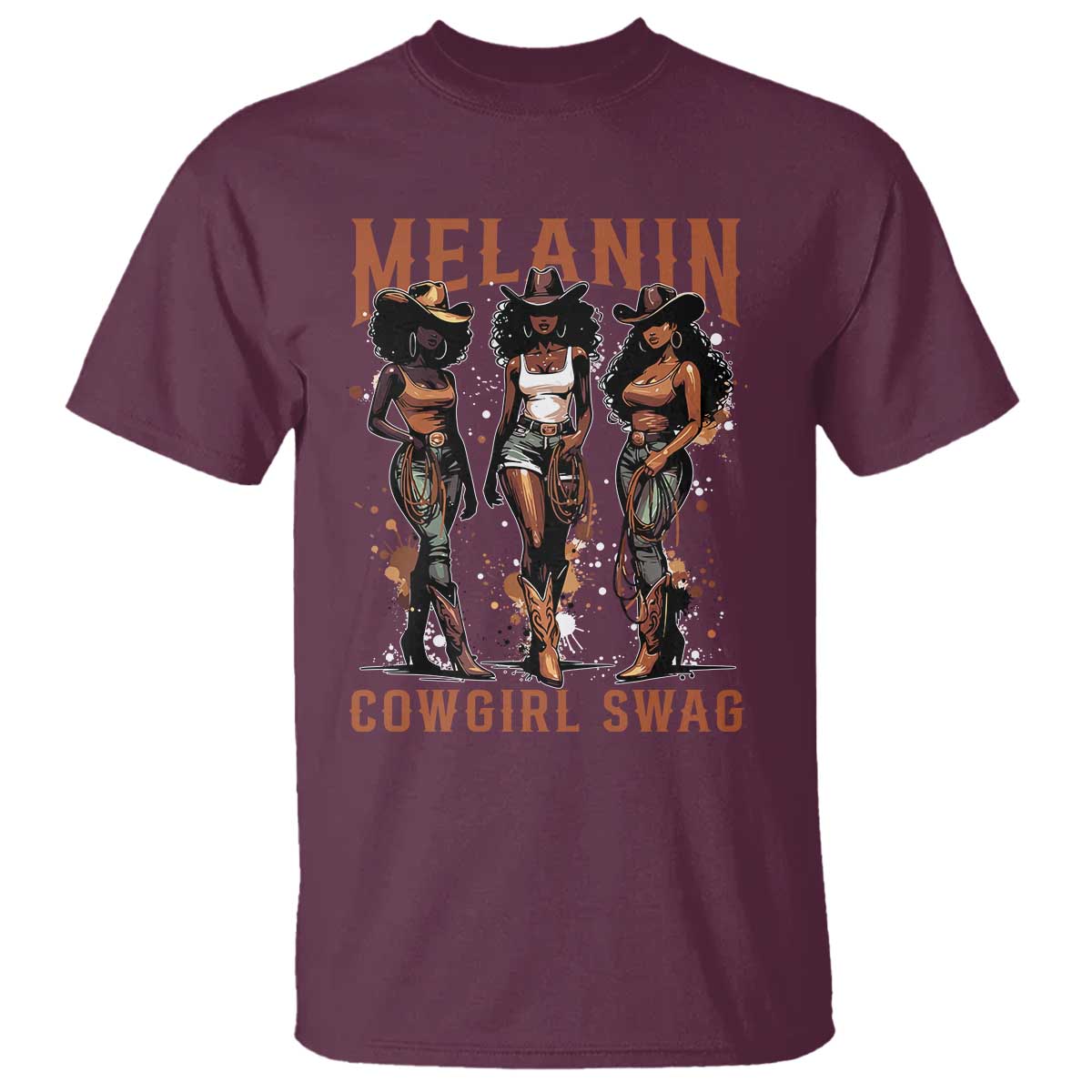 Melanin Cowgirl Swag T Shirt Black Women Western Pride TS10 Maroon Print Your Wear