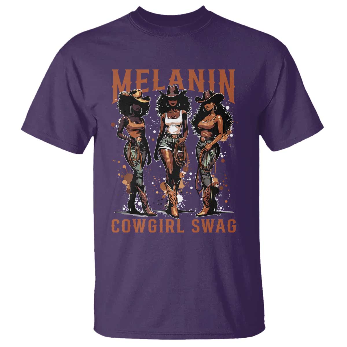 Melanin Cowgirl Swag T Shirt Black Women Western Pride TS10 Purple Print Your Wear