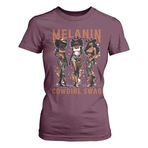 Melanin Cowgirl Swag T Shirt For Women Black Women Western Pride TS10 Maroon Print Your Wear