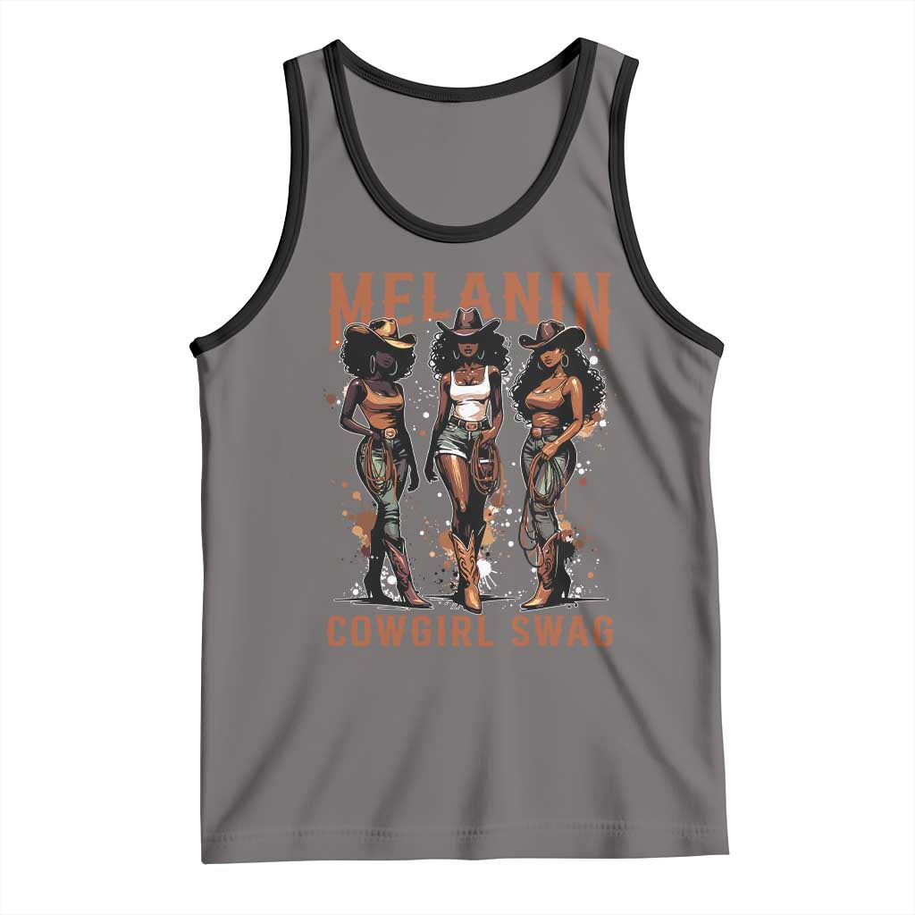 Melanin Cowgirl Swag Tank Top Black Women Western Pride TS10 Deep Heather Black Print Your Wear
