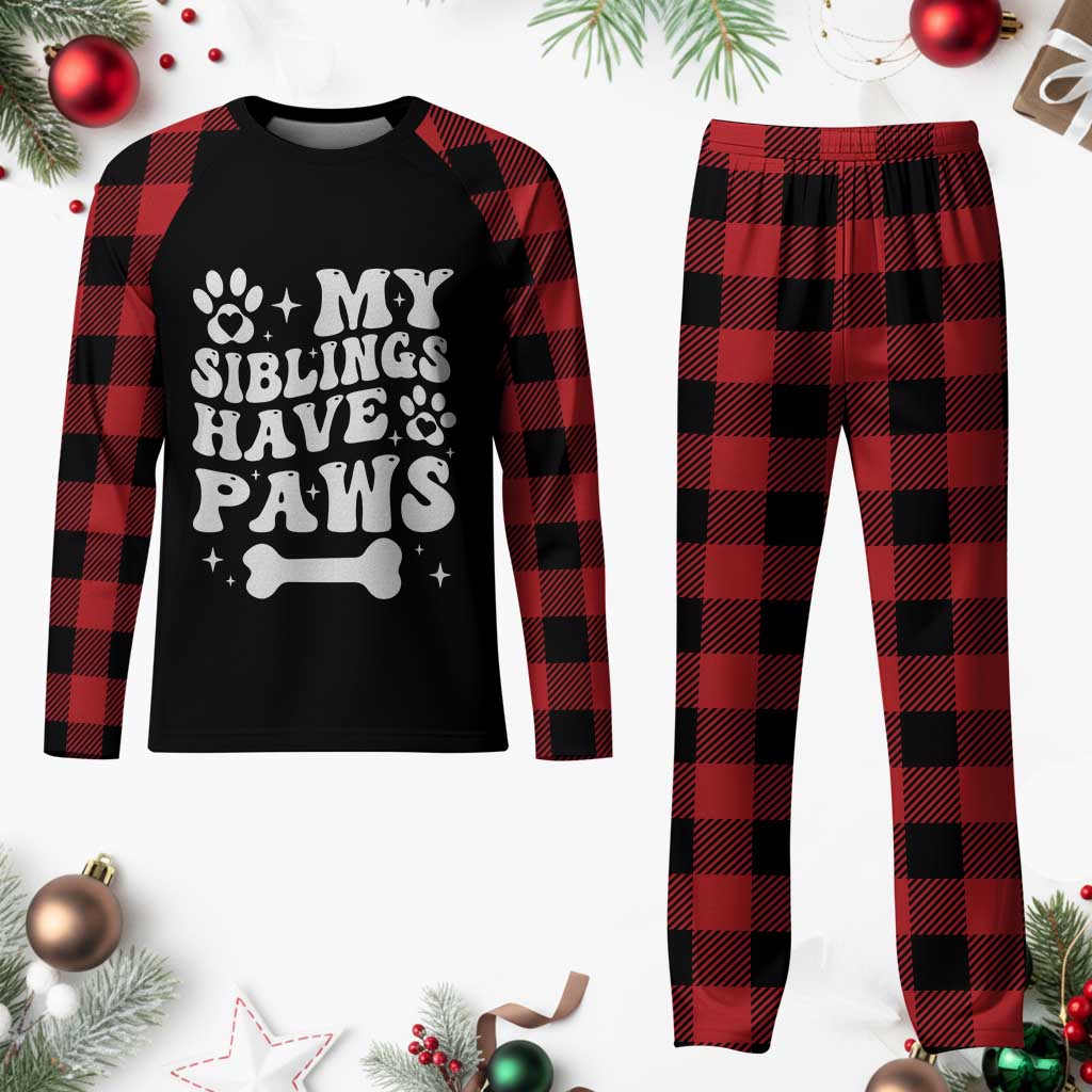 Protected By Dog Plaid Pajama Set My Siblings Have Paws Funny Baby Shower Gift TS10 Buffalo Plaid Print Your Wear