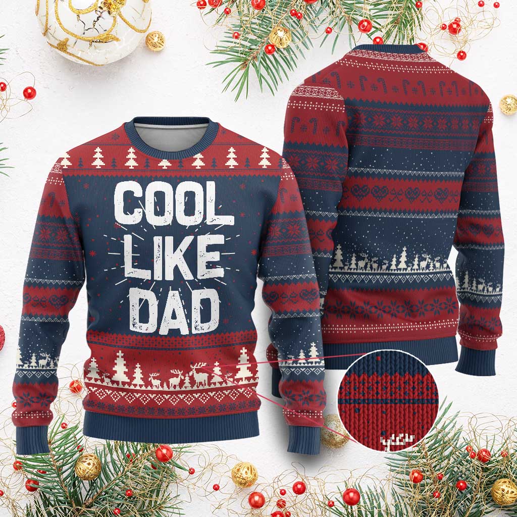 Cool Like Dad Knit Sweatshirt Funny Newborn Gift  Baby Shower - Print Your Wear