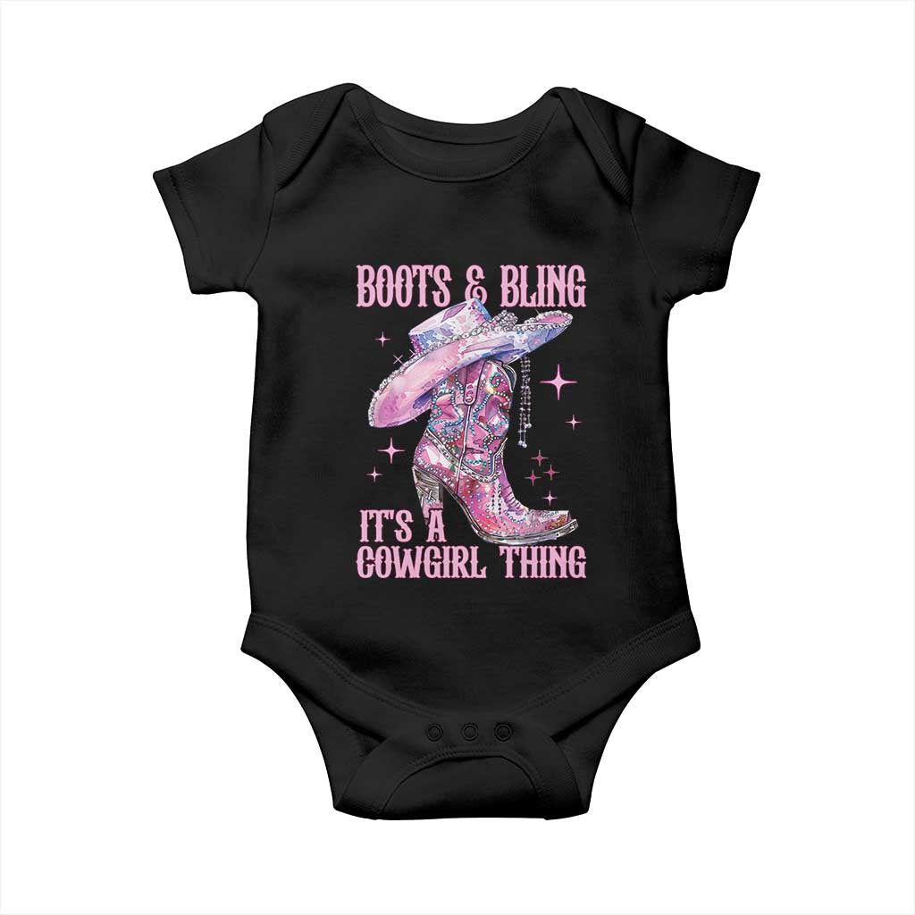 Boots and Bling Its A Cowgirl Thing Baby Onesie TS10 Black Print Your Wear