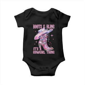 Boots and Bling Its A Cowgirl Thing Baby Onesie TS10 Black Print Your Wear