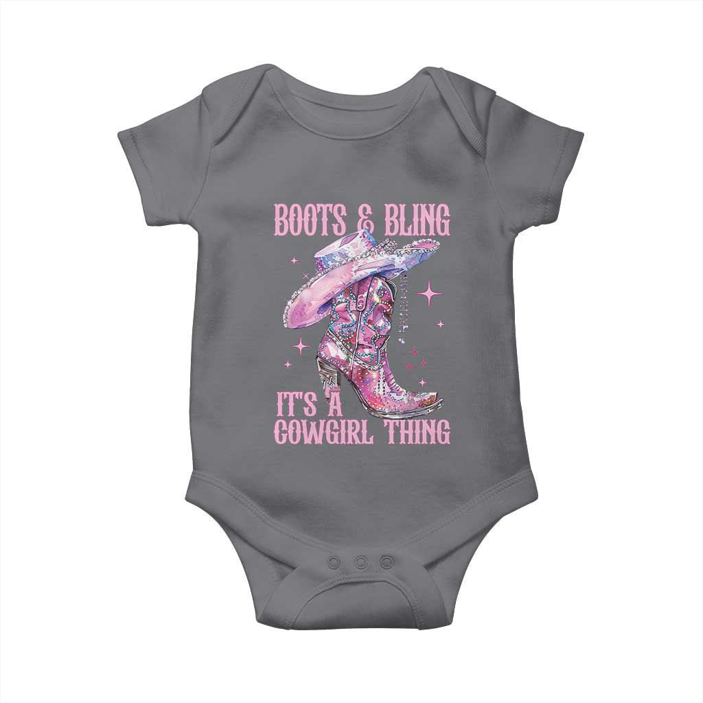 Boots and Bling Its A Cowgirl Thing Baby Onesie TS10 Charcoal Print Your Wear