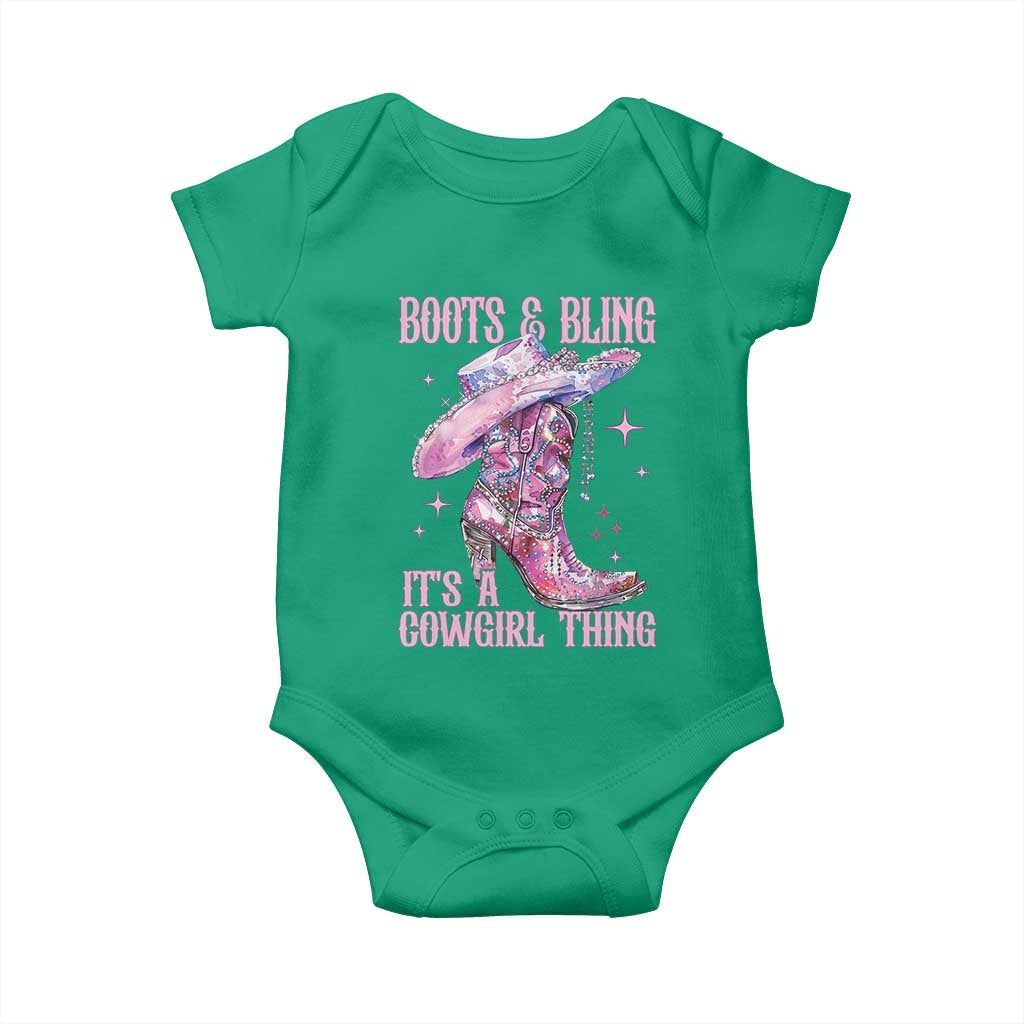 Boots and Bling Its A Cowgirl Thing Baby Onesie TS10 Irish Green Print Your Wear
