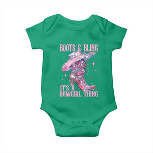 Boots and Bling Its A Cowgirl Thing Baby Onesie TS10 Irish Green Print Your Wear