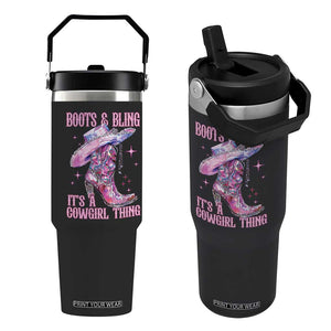 Boots and Bling Its A Cowgirl Thing Flip Straw Tumbler TS10 One Size: 30 oz Black Print Your Wear