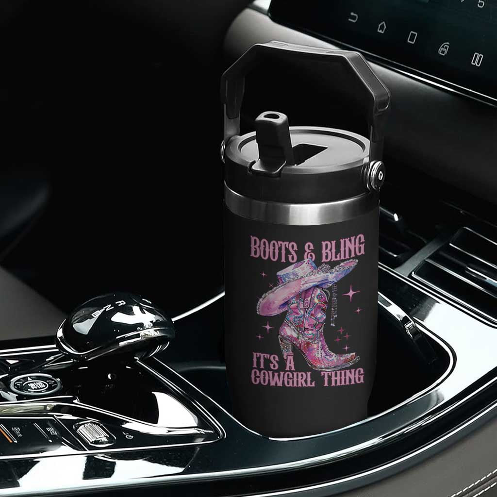 Boots and Bling Its A Cowgirl Thing Flip Straw Tumbler TS10 Print Your Wear