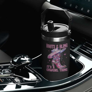 Boots and Bling Its A Cowgirl Thing Flip Straw Tumbler TS10 Print Your Wear