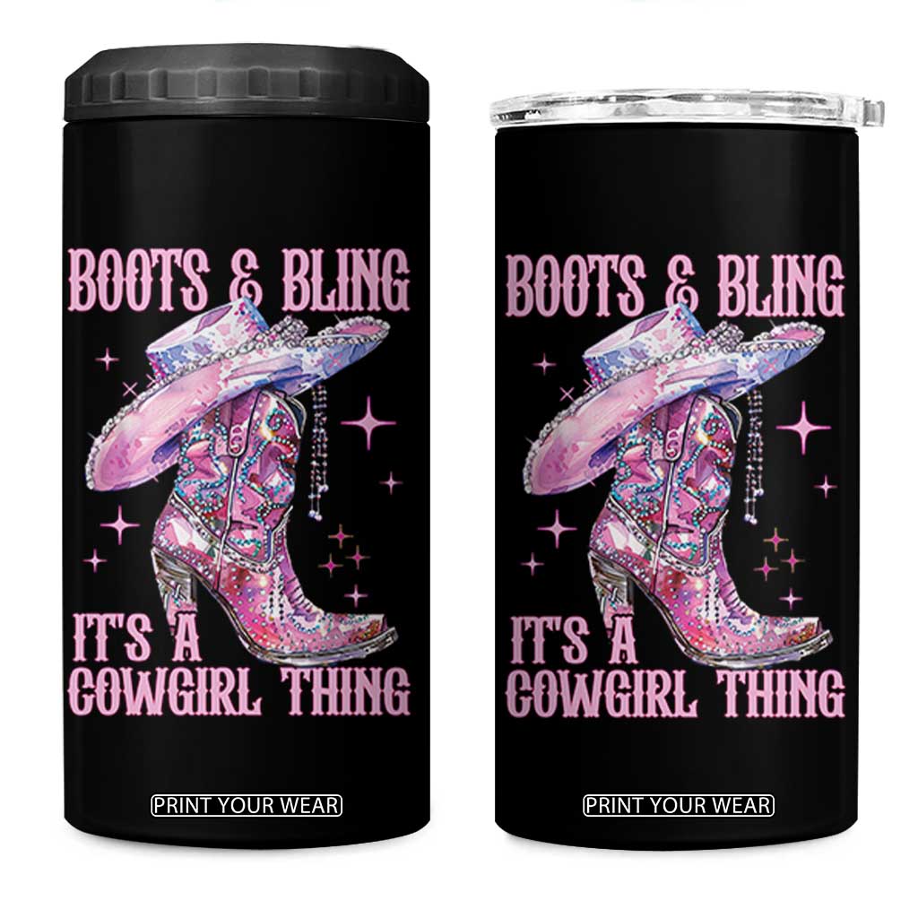 Boots and Bling Its A Cowgirl Thing 4 in 1 Can Cooler Tumbler TS10 One Size: 16 oz Black Print Your Wear