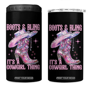Boots and Bling Its A Cowgirl Thing 4 in 1 Can Cooler Tumbler TS10 One Size: 16 oz Black Print Your Wear