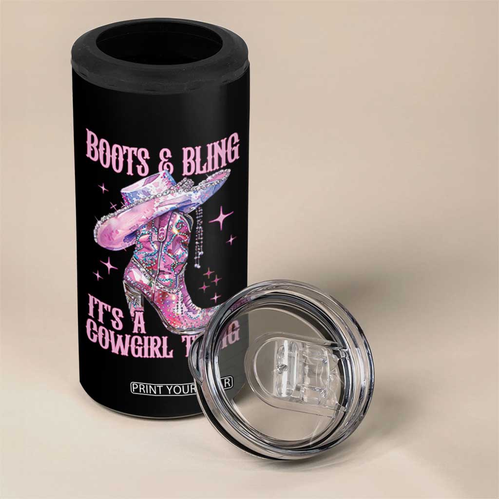 Boots and Bling Its A Cowgirl Thing 4 in 1 Can Cooler Tumbler TS10 Print Your Wear