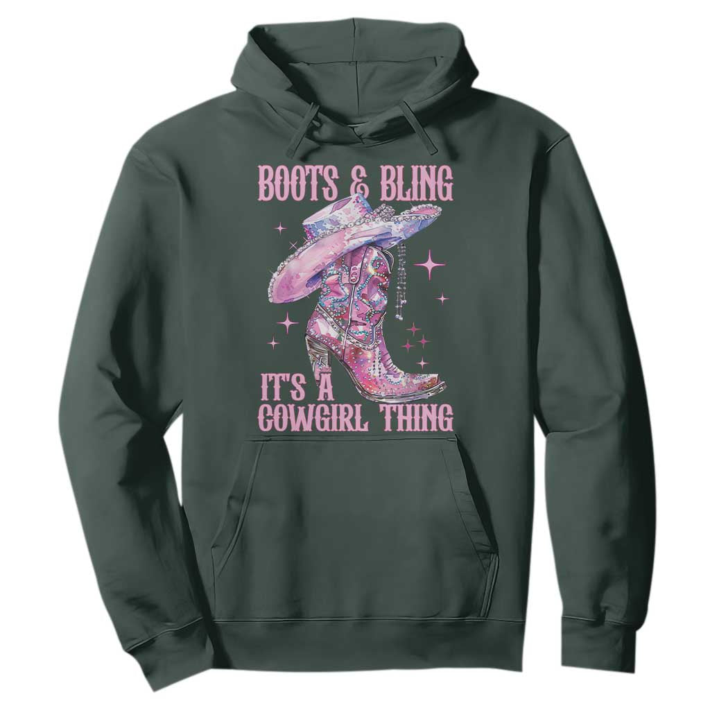 Boots and Bling Its A Cowgirl Thing Hoodie TS10 Dark Forest Green Print Your Wear