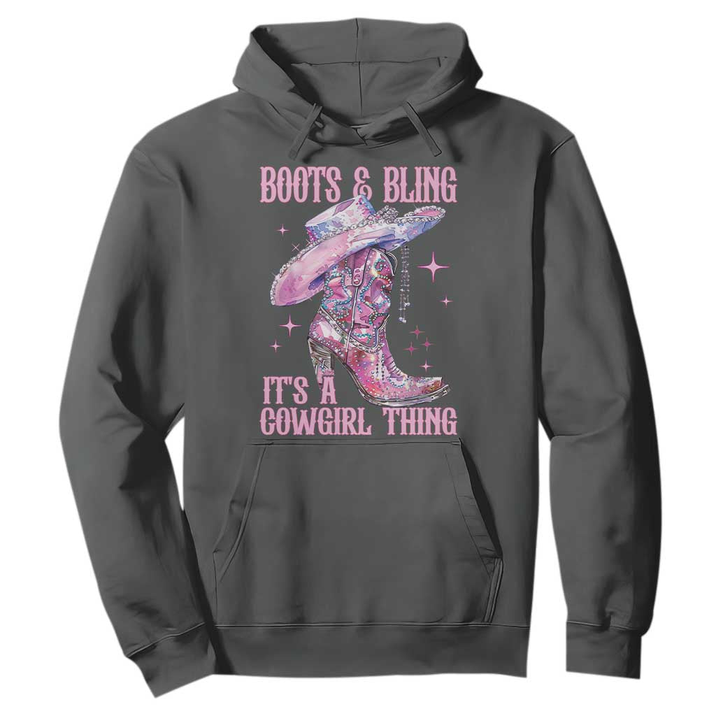 Boots and Bling Its A Cowgirl Thing Hoodie TS10 Dark Heather Print Your Wear