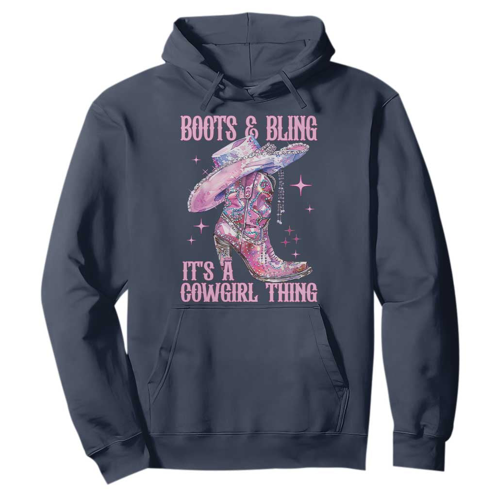 Boots and Bling Its A Cowgirl Thing Hoodie TS10 Navy Print Your Wear