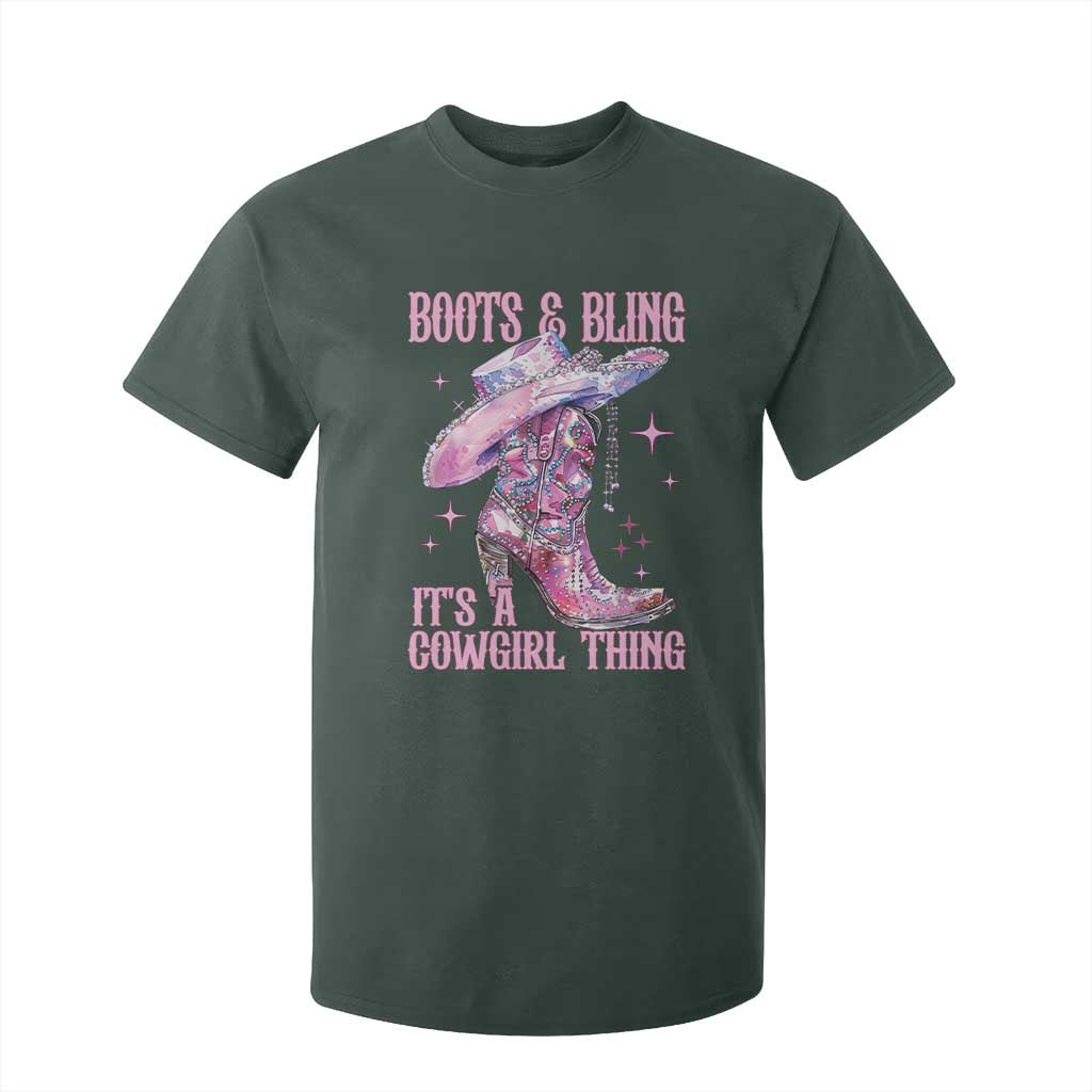 Boots and Bling Its A Cowgirl Thing T Shirt For Kid TS10 Dark Forest Green Print Your Wear
