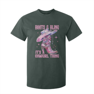 Boots and Bling Its A Cowgirl Thing T Shirt For Kid TS10 Dark Forest Green Print Your Wear