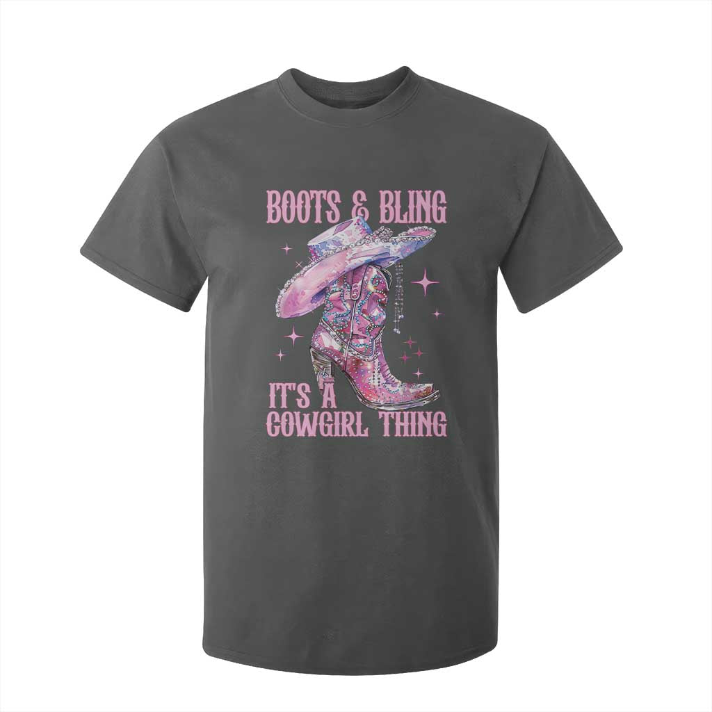 Boots and Bling Its A Cowgirl Thing T Shirt For Kid TS10 Dark Heather Print Your Wear