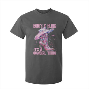 Boots and Bling Its A Cowgirl Thing T Shirt For Kid TS10 Dark Heather Print Your Wear