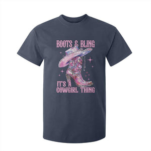 Boots and Bling Its A Cowgirl Thing T Shirt For Kid TS10 Navy Print Your Wear