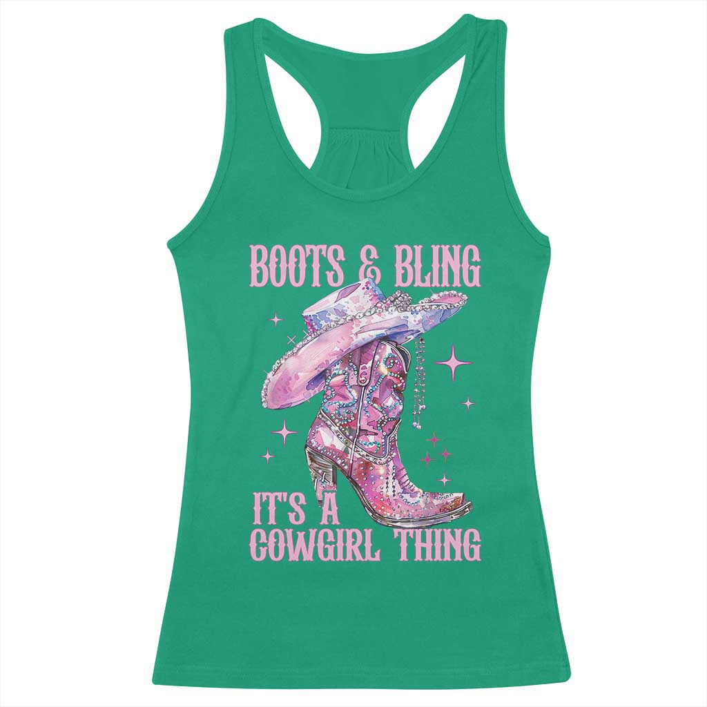 Boots and Bling Its A Cowgirl Thing Racerback Tank Top TS10 Irish Green Print Your Wear