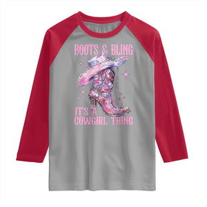 Boots and Bling Its A Cowgirl Thing Raglan Shirt TS10 Sport Gray Red Print Your Wear